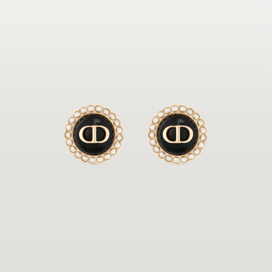 Petit CD Stud Earrings With Glass