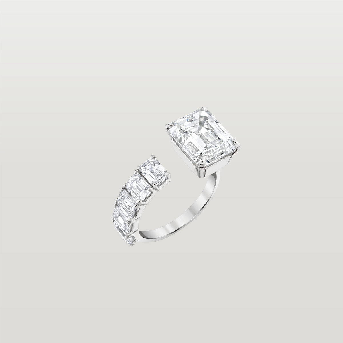 Diamond Floating Emerald Cut Ring