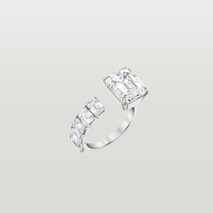 Diamond Floating Emerald Cut Ring
