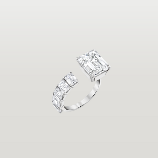 Diamond Floating Emerald Cut Ring