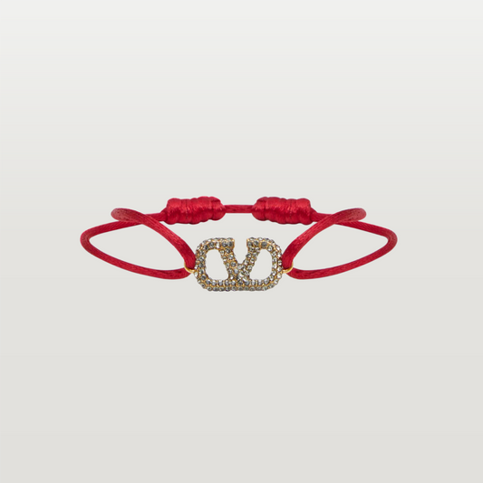 Vlogo Signature Bracelet In Cotton And Crystals