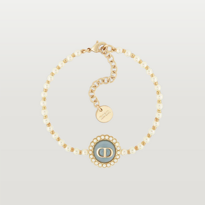 Petit CD Baroque Bracelet With Blue Glass
