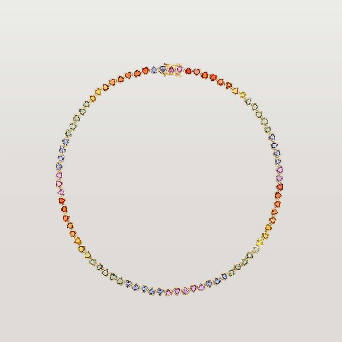 Rainbow Heart Tennis Necklace