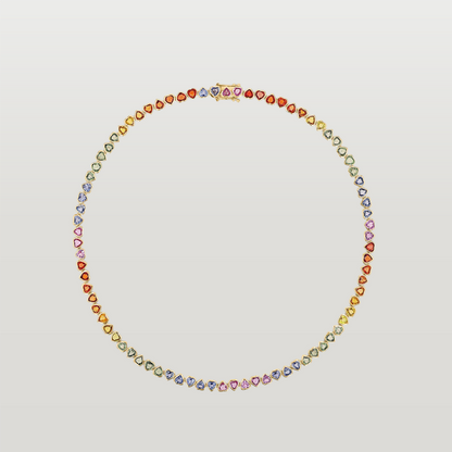 Rainbow Heart Tennis Necklace