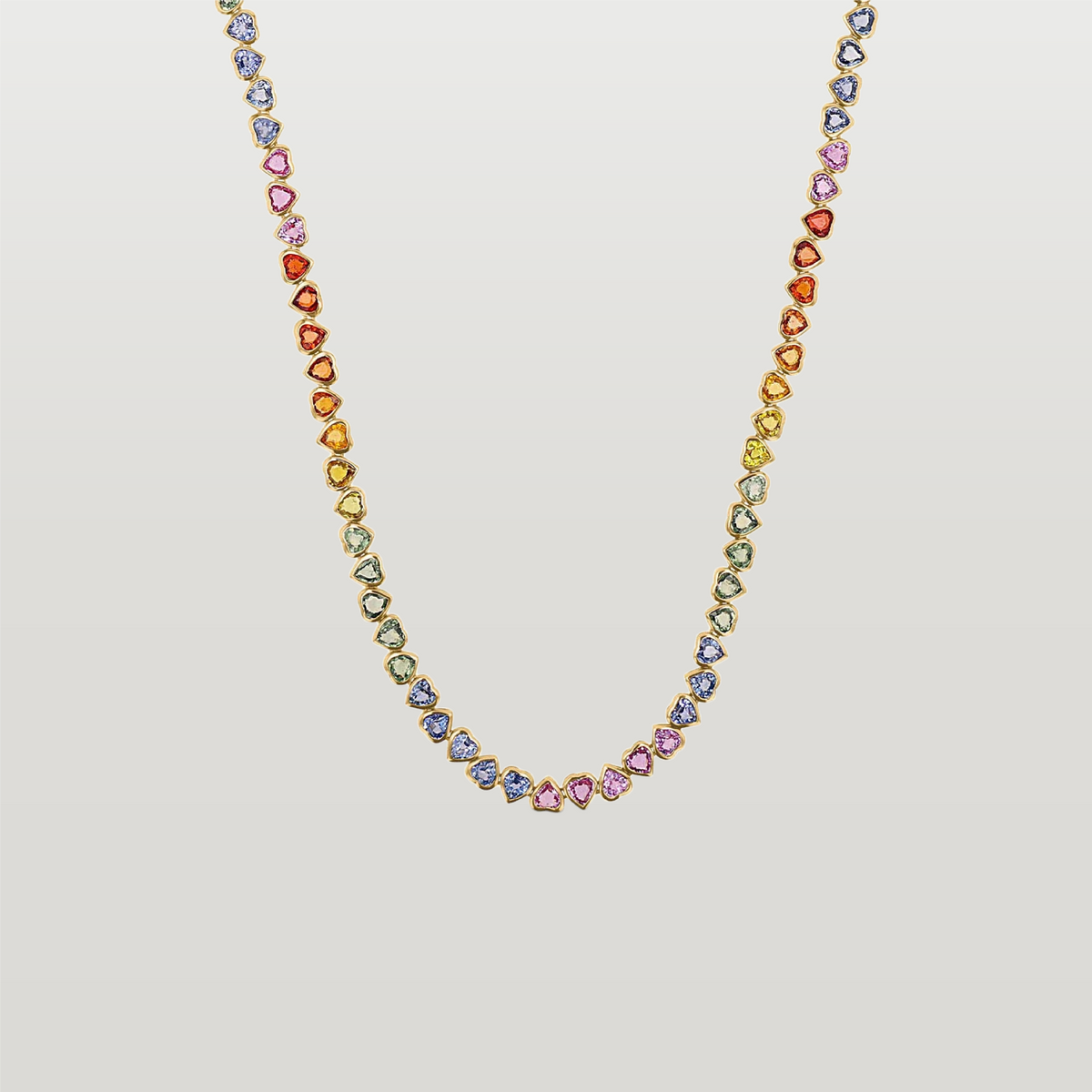 Rainbow Heart Tennis Necklace
