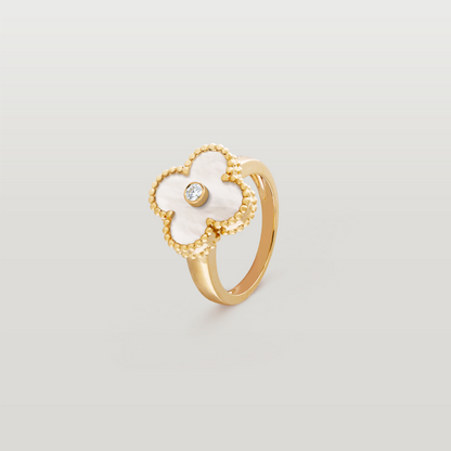 Vintage Alhambra Ring, Diamond, Mother-Of-Pearl