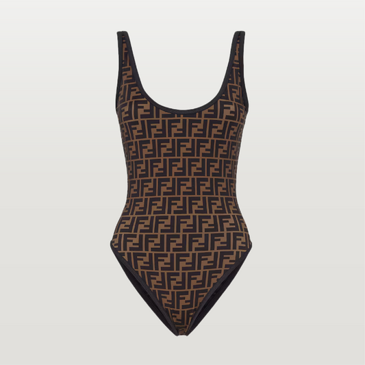 Brown Lycra Reversible Swimsuit
