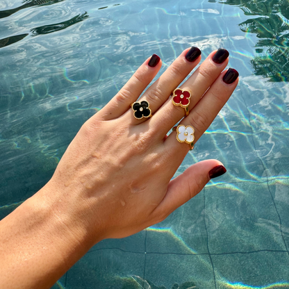 Vintage Alhambra Ring, Diamond, Onyx